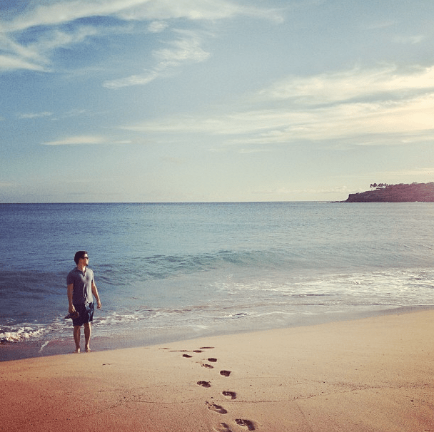 my husband at the beach
